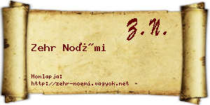 Zehr Noémi névjegykártya